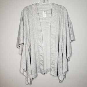 Cabi ATC Cape Stripe Polka Dot Gray Reversible Poncho Cardigan #5846